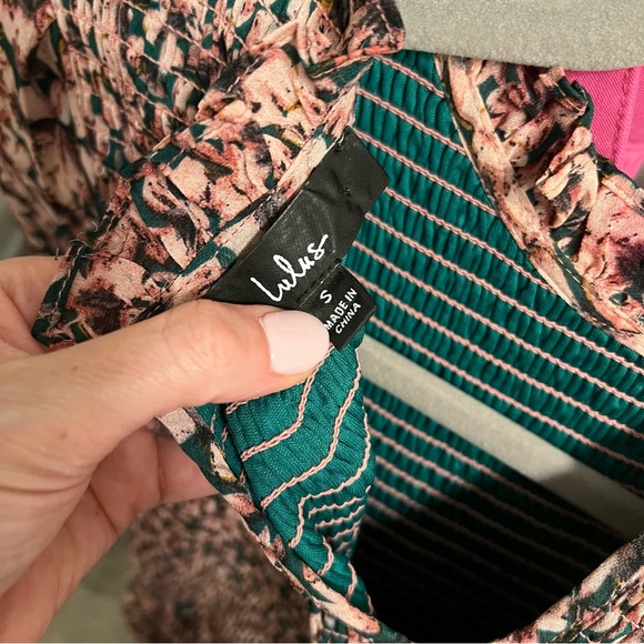 Floral Forever Green and Pink Floral Print Smocked Skater Dress - Picture 10 of 13